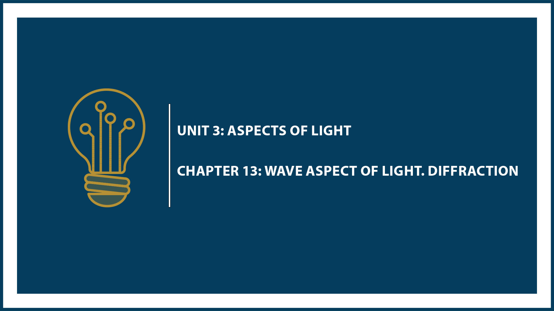 Unit Three: Chapter 13: Diffraction of Light